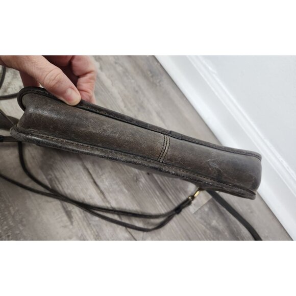 Vintage Coach 5217 Brown Leather Double Strap Crossbody Bag Worn - Picture 6 of 8